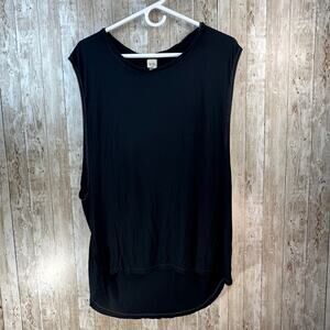 We the Free Free People Muscle Shirt Womens L Black Slinky Minimalist Athleisure